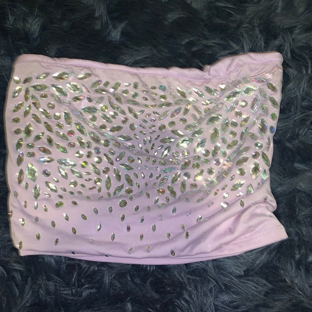 Purple tube top with jewels